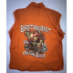 2012 Biketoberfest Daytona Beach Cutoff Shirt XL Pumpkin Rider Hot Leathers